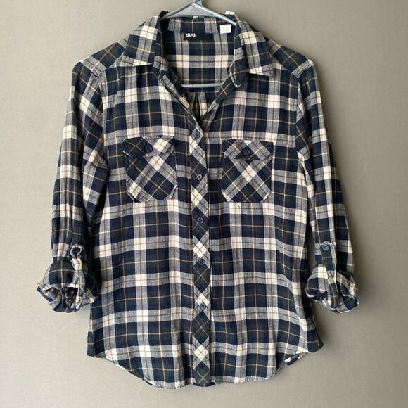 Urban Outfitters BDG sz XS blue green cotton button shirt - Picture 2 of 10